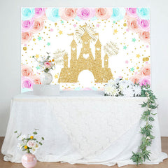 Lofaris Floral Sweet Color Castle Happy Birthday Backdrop