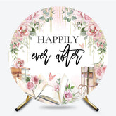 Lofaris Floral Sweet Happily Ever After Books Round Backdrop