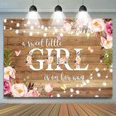 Lofaris Floral Sweet Little Girl Wooden Baby Shower Backdrop