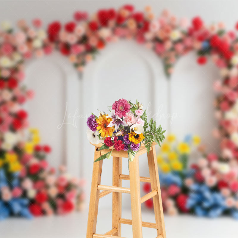 Lofaris Floral Sweet Pink Vibe Heart Arch Wedding Backdrop