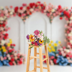 Lofaris Floral Sweet Pink Vibe Heart Arch Wedding Backdrop