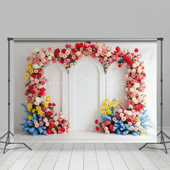 Lofaris Floral Sweet Pink Vibe Heart Arch Wedding Backdrop