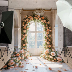 Lofaris Floral Sweet Pink Window Photography Backdrop