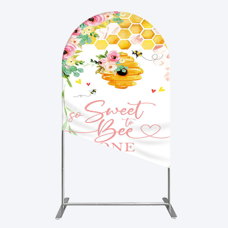 Lofaris Floral Sweet To Bee One Happy Birthday Arch Backdrop