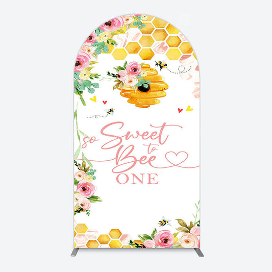 Lofaris Floral Sweet To Bee One Happy Birthday Arch Backdrop