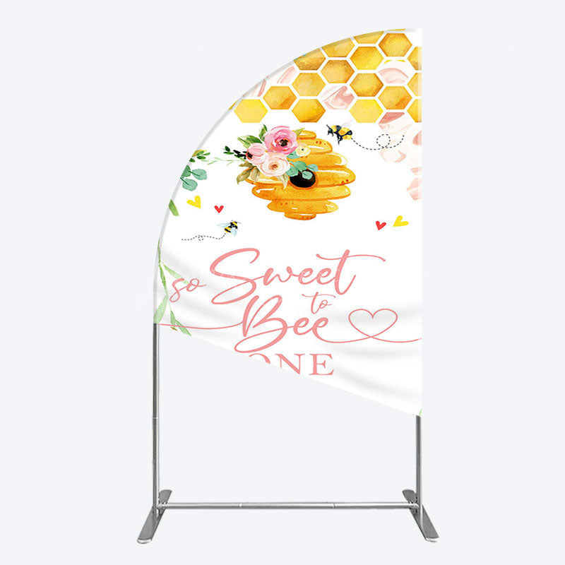 Lofaris Floral Sweet To Bee One Happy Birthday Half Moon Arch Backdrop