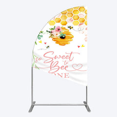 Lofaris Floral Sweet To Bee One Happy Birthday Half Moon Arch Backdrop