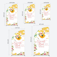 Lofaris Floral Sweet To Bee One Happy Birthday Half Moon Arch Backdrop