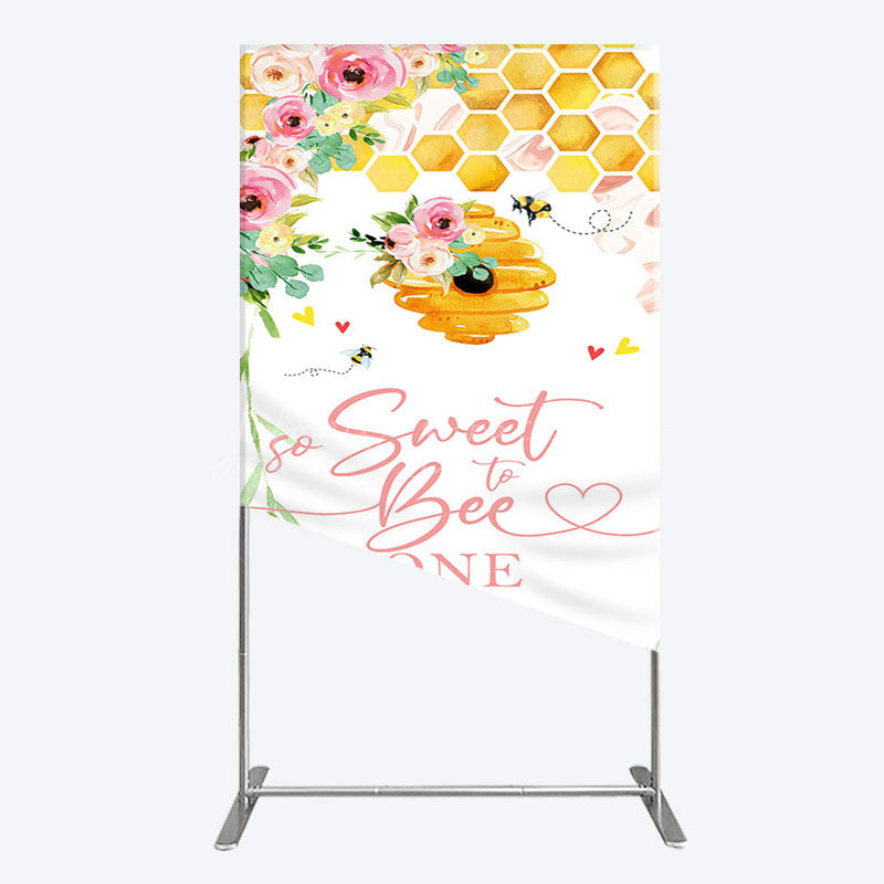 Lofaris Floral Sweet To Bee One Happy Birthday Rectangle Backdrop