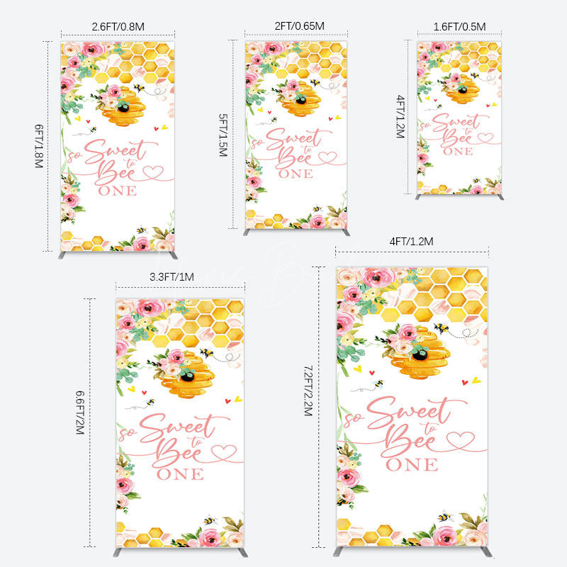Lofaris Floral Sweet To Bee One Happy Birthday Rectangle Backdrop
