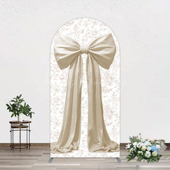 Lofaris Floral Sweet White Bow Happy Birthday Arch Backdrop