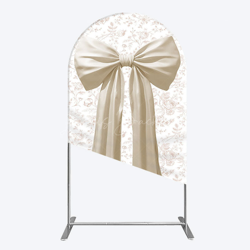 Lofaris Floral Sweet White Bow Happy Birthday Arch Backdrop