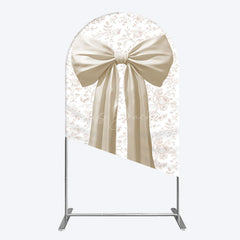 Lofaris Floral Sweet White Bow Happy Birthday Arch Backdrop