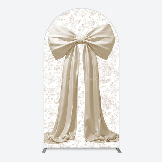 Lofaris Floral Sweet White Bow Happy Birthday Arch Backdrop