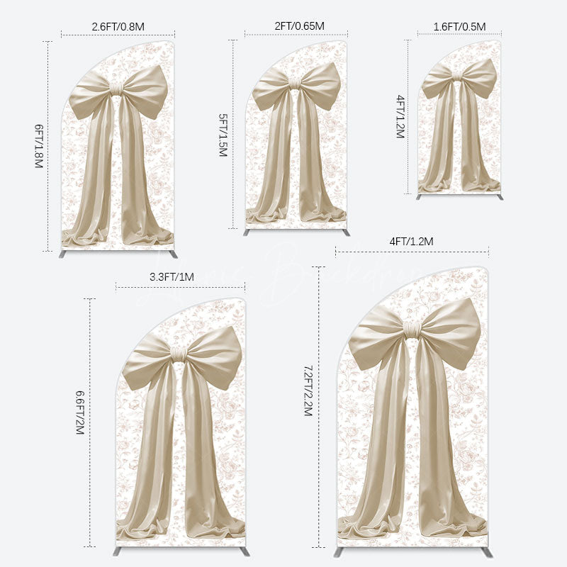 Lofaris Floral Sweet White Bow Happy Birthday Half Moon Arch Backdrop