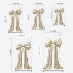 Lofaris Floral Sweet White Bow Happy Birthday Half Moon Arch Backdrop
