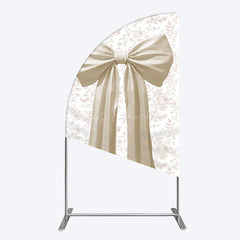 Lofaris Floral Sweet White Bow Happy Birthday Half Moon Arch Backdrop