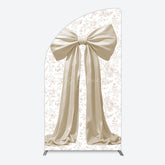 Lofaris Floral Sweet White Bow Happy Birthday Half Moon Arch Backdrop