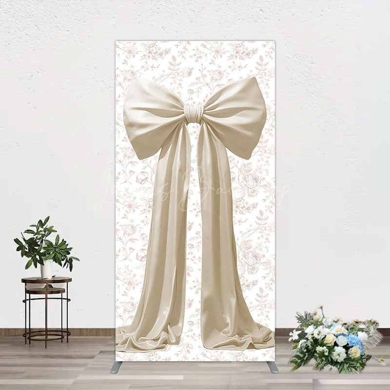 Lofaris Floral Sweet White Bow Happy Birthday Rectangle Backdrop