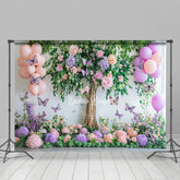 Lofaris Floral Tree Butterfly Balloon Cake Smash Backdrop