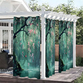 Lofaris Floral Tree Green Waterproof Printed Outdoor Curtains