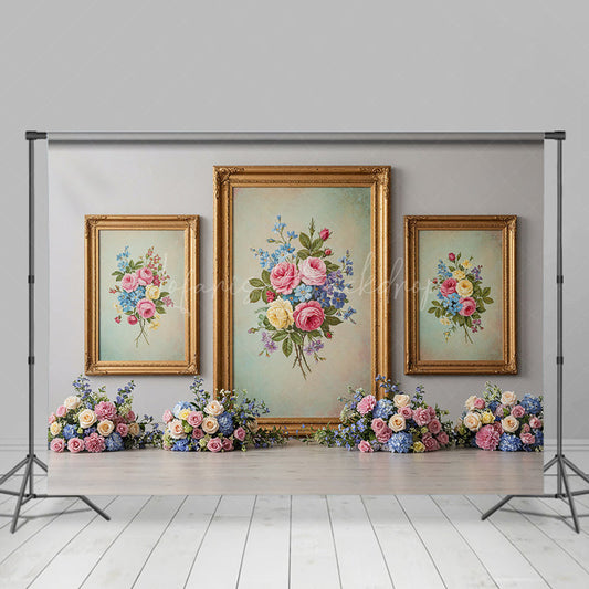 Lofaris Floral Triple Painting Elegant Sweet Wedding Backdrop