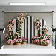 Lofaris Floral Triple Stripe Arch Grey Wall Wedding Backdrop