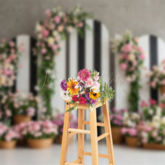 Lofaris Floral Triple Stripe Arch Grey Wall Wedding Backdrop