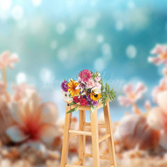 Lofaris Floral Under The Sea Shells Bokeh Photo Backdrop