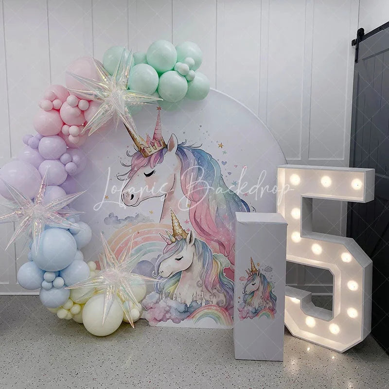 Lofaris Floral Unicorn Rainbow Paradise Circle Backdrop