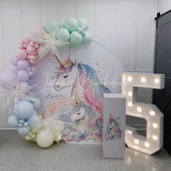 Lofaris Floral Unicorn Rainbow Paradise Circle Backdrop