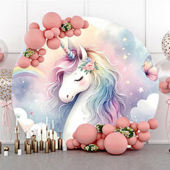 Lofaris Floral Unicorn Rainbow Paradise Circle Backdrop