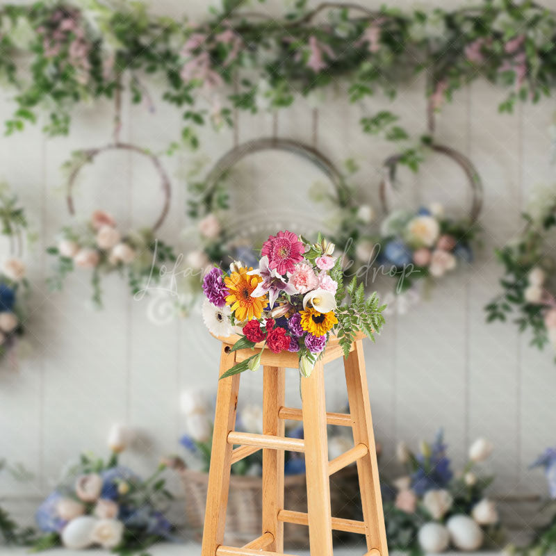 Lofaris Floral Vine Wreath Easter Photography Backdrop