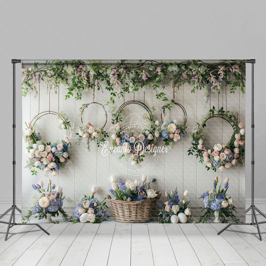 Lofaris Floral Vine Wreath Easter Photography Backdrop