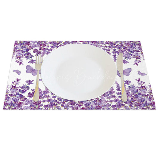 Lofaris Floral Violet Butterfly Spring Set of 4 Placemats
