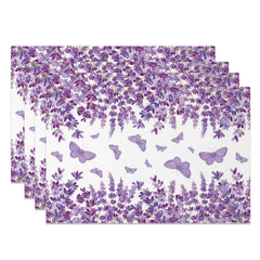 Lofaris Floral Violet Butterfly Spring Set of 4 Placemats