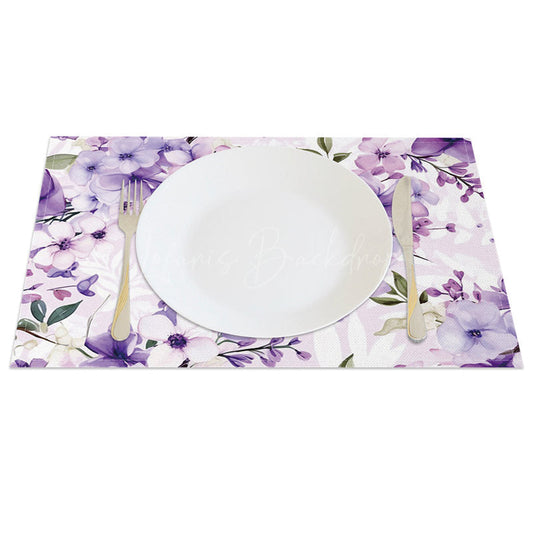 Lofaris Floral Violet Paintings Fine Art Set of 4 Placemats