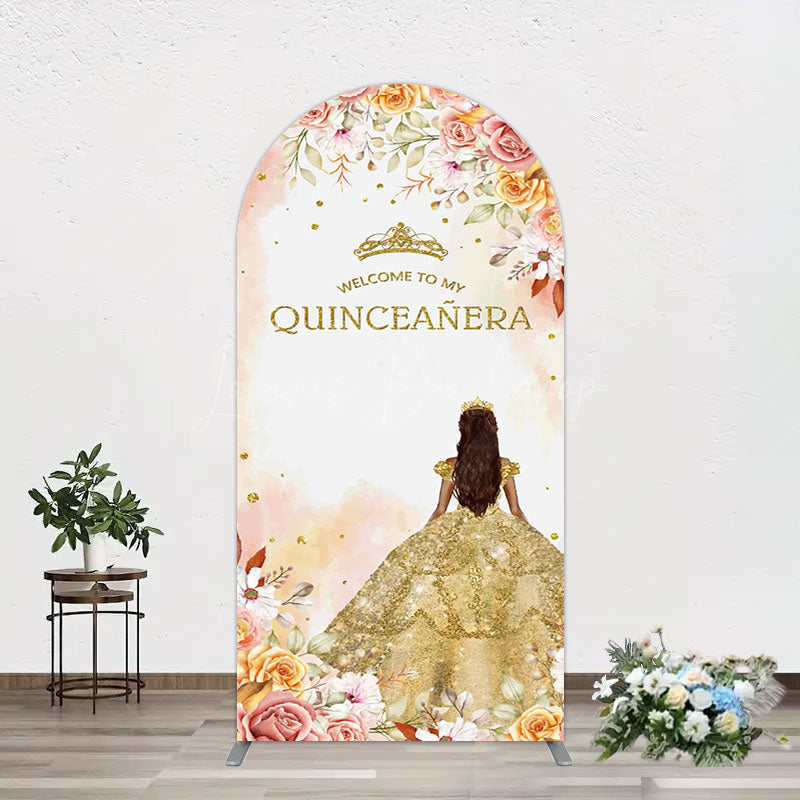 Lofaris Floral Welcome To My Quinceanera Birthday Arch Backdrop