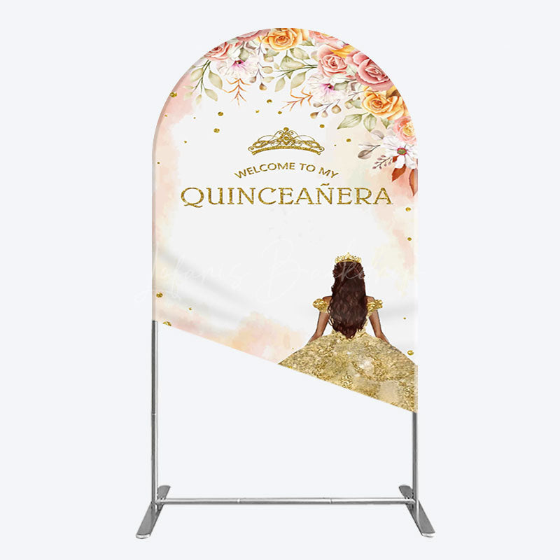 Lofaris Floral Welcome To My Quinceanera Birthday Arch Backdrop
