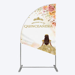 Lofaris Floral Welcome To My Quinceanera Birthday Half Moon Arch Backdrop