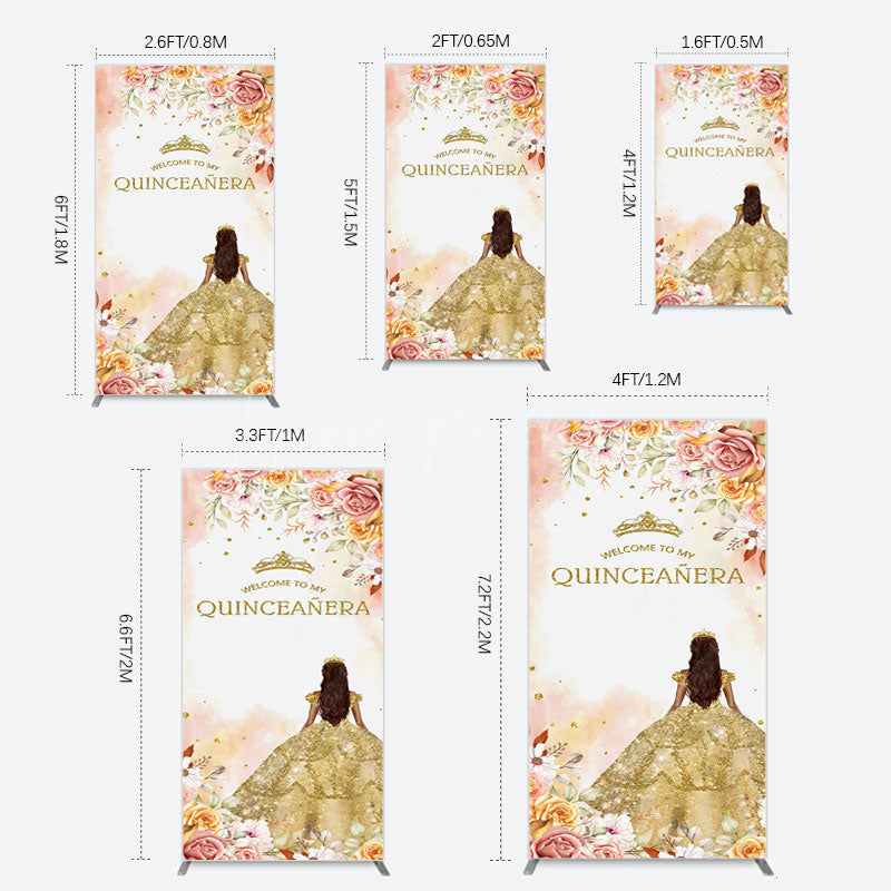 Lofaris Floral Welcome To My Quinceanera Birthday Rectangle Backdrop
