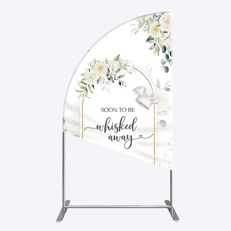 Lofaris Floral White Sweet Cook Baby Shower Half Moon Arch Backdrop
