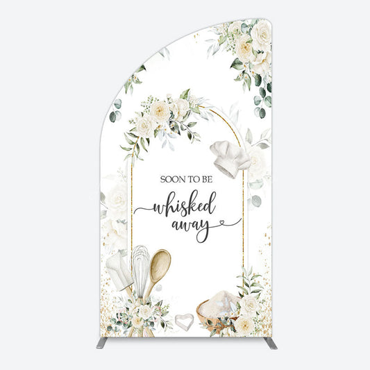 Lofaris Floral White Sweet Cook Baby Shower Half Moon Arch Backdrop