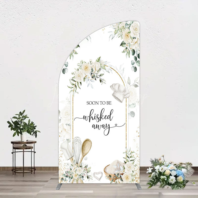 Lofaris Floral White Sweet Cook Baby Shower Half Moon Arch Backdrop