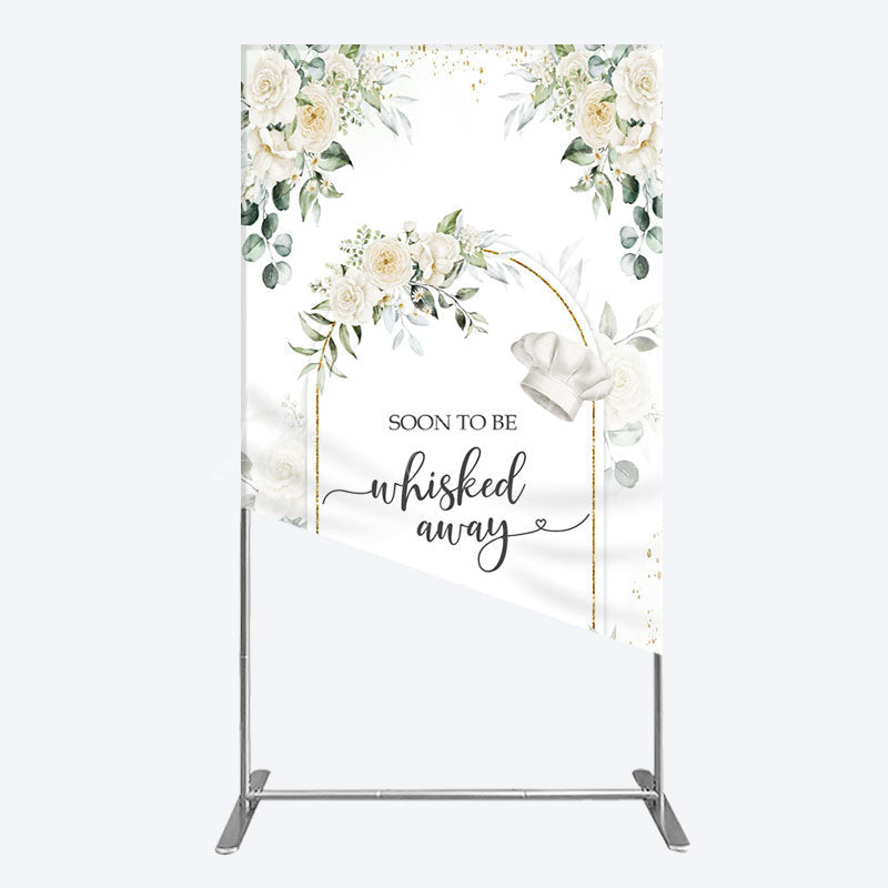 Lofaris Floral White Sweet Cook Baby Shower Rectangle Backdrop