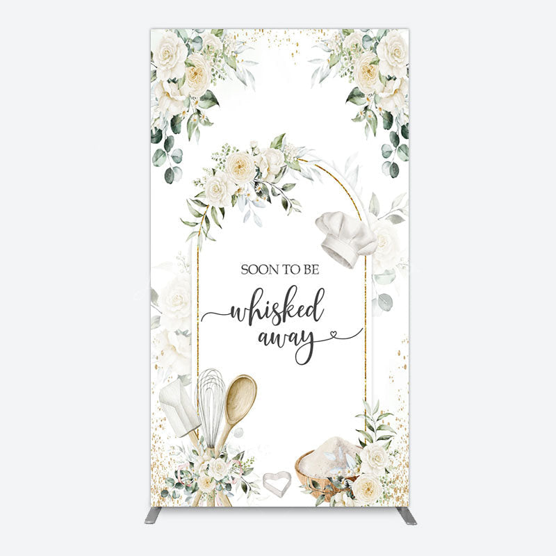 Lofaris Floral White Sweet Cook Baby Shower Rectangle Backdrop