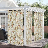 Lofaris Floral White View Waterproof Printed Outdoor Curtains