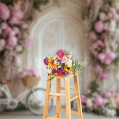 Lofaris Floral White Wall Relaxed Bicycle Wedding Backdrop