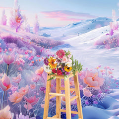 Lofaris Floral Winter Ice Path Photography Backdrop