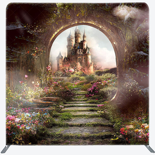 Lofaris Floral Wonderland Castle Square Tension Backdrop